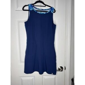 TITLE NINE Niblene Sleeveless Athletic Dress Navy/Printed Back Pockets Size‎ M